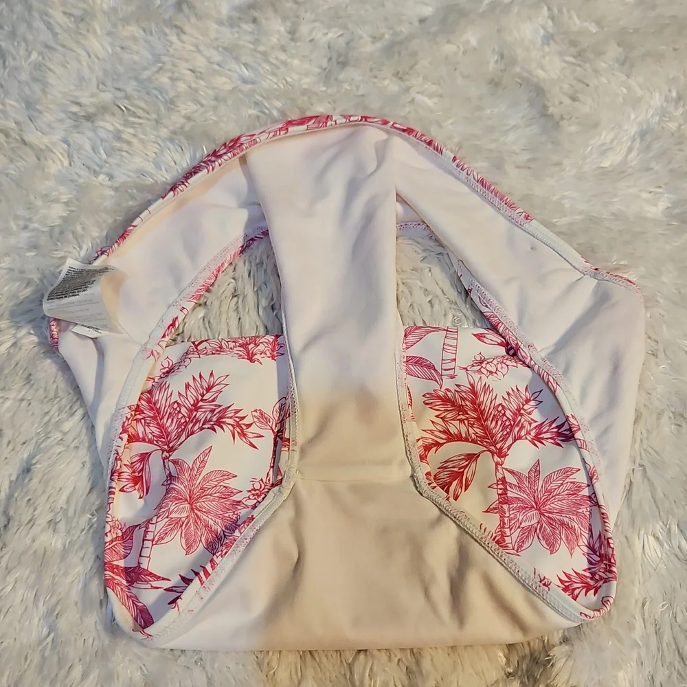 Janie and Jack Girls Swimsuit Size 18 White Pink Tropical Ruffle‎ Two Piece